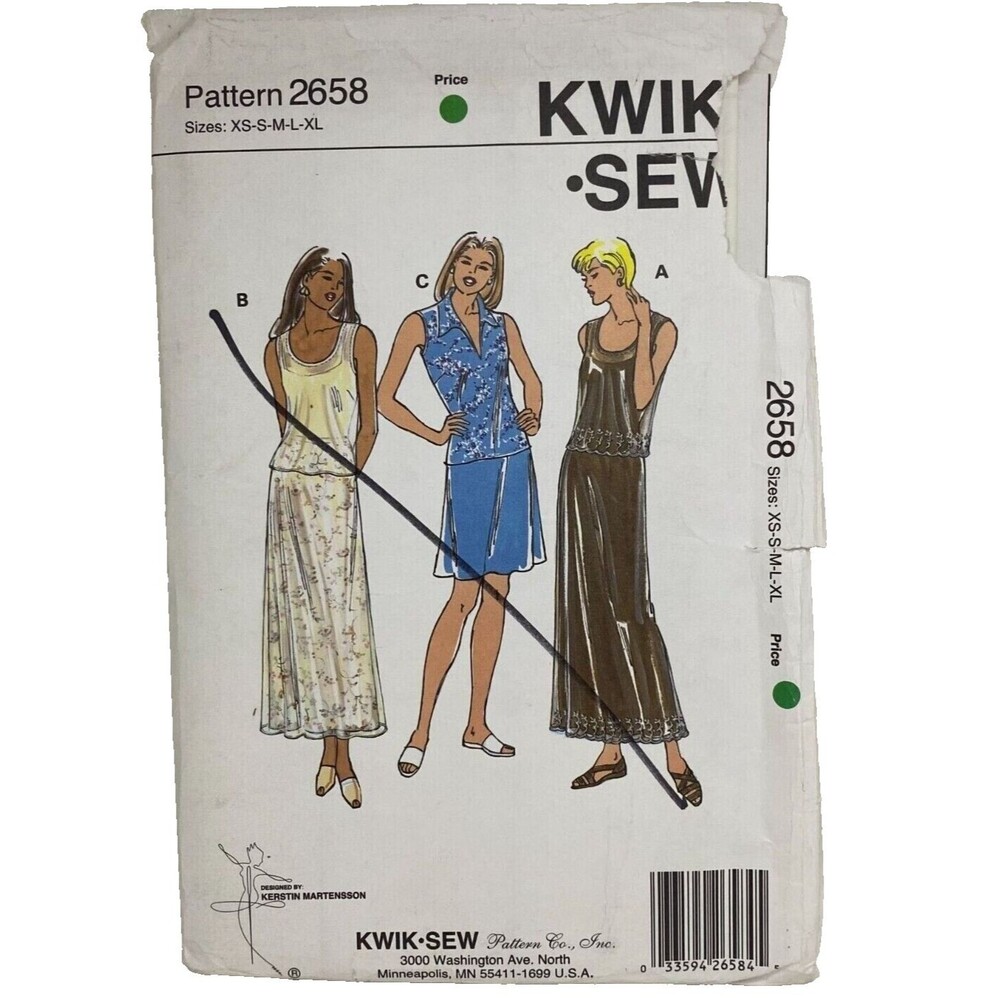 #2658 Kwik Sew Misses Skirts and Tops Sewing Pattern Size XS-XL